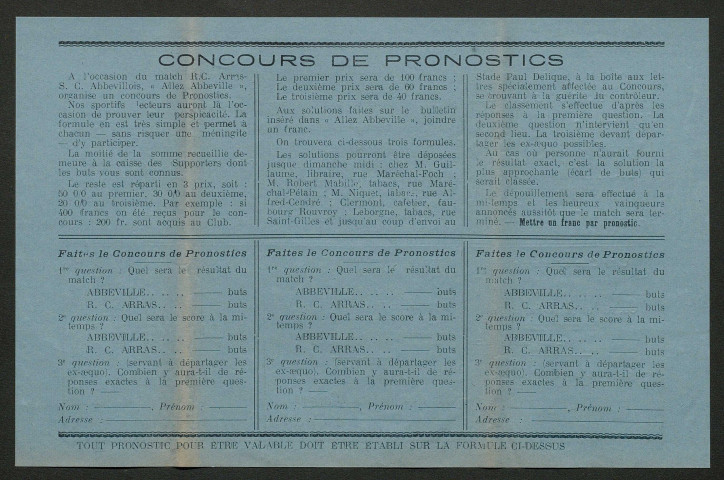 Allez Abbeville. Bulletin des supporters du Sporting-Club Abbevillois, numéro 6