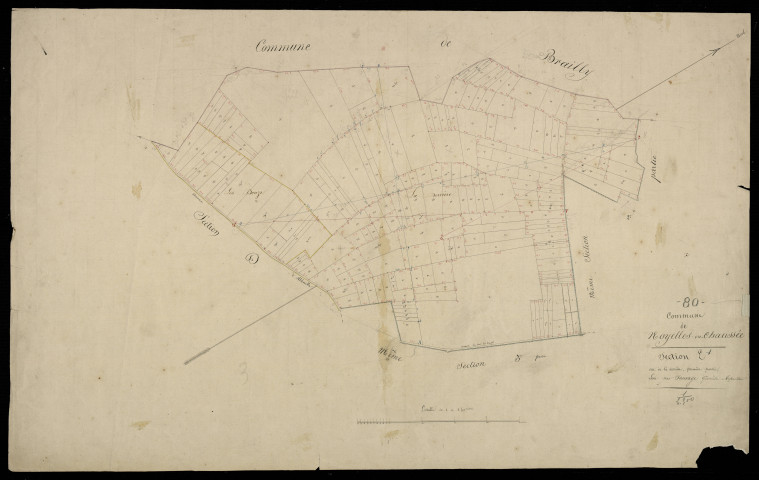 Plan du cadastre napoléonien - Noyelles-en-Chaussée (Noyelles en Chaussée) : Derrière (La), E1