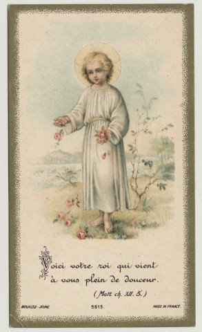 Voici votre roi qui vient à vous plein de douceur. L'Enfant Jésus