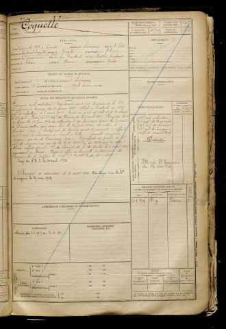 Coquelle, Fernand, né le 02 décembre 1898 à Candor (Oise), classe 1918, matricule n° 1590, Bureau de recrutement de Péronne
