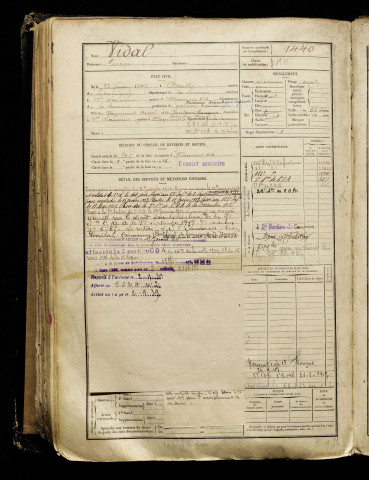 Vidal, George, né le 23 juin 1897 à Breilly (Somme), classe 1917, matricule n° 1440, Bureau de recrutement d'Amiens