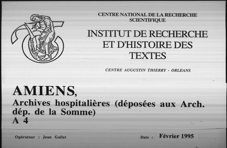 Cartulaire de l'hôtel-Dieu Saint-Jean d'Amiens