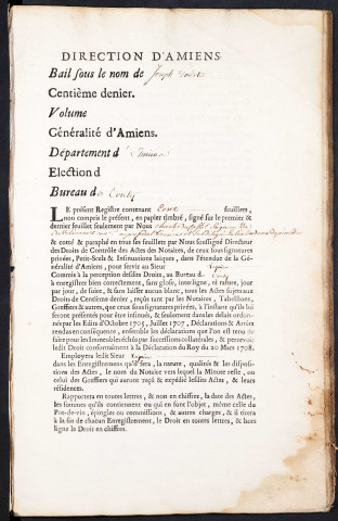 Centième denier du bureau de Conty pour la période du 13 août 1753 au 4 mai 1757