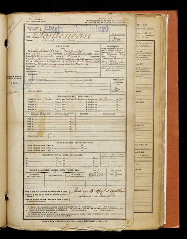 Fonteneau, Louis, né le 24 février 1897 à Neufchâtel-en-Bray (Seine-Maritime), classe 1917, matricule n° 180, Bureau de recrutement d'Amiens