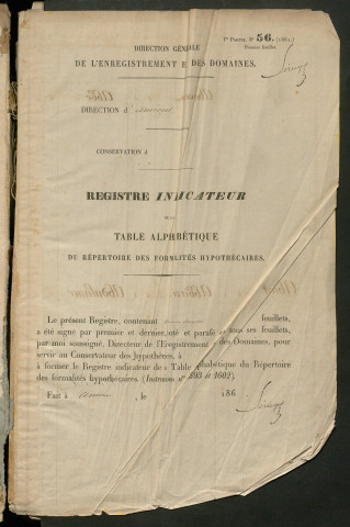 Registre indicateur, de Abart à Combart, registre n° 1 (Péronne)