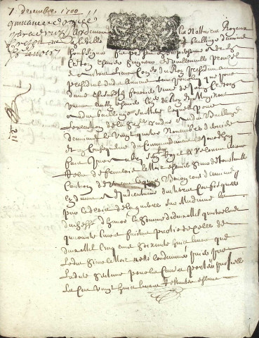 Etude de Me Henri Louette à Amiens (étude n°22). Minutes de l'année 1700