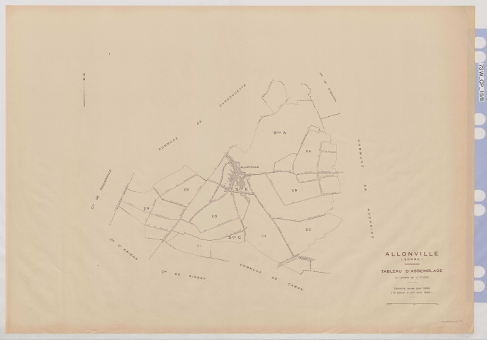 Plan du cadastre rénové - Allonville : tableau d'assemblage (TA)