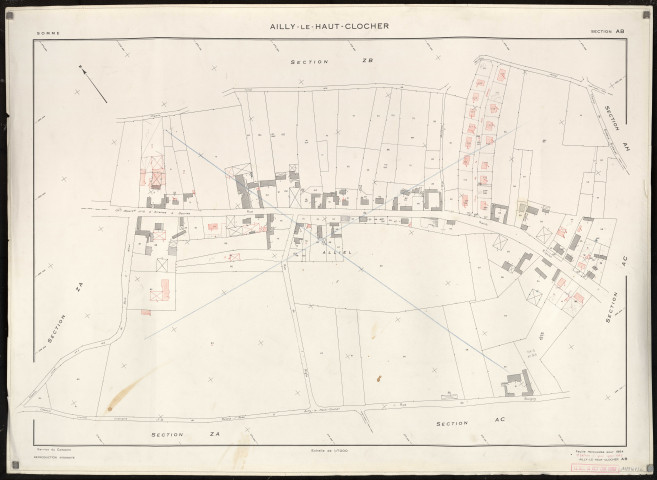 Plan du cadastre rénové - Ailly-le-Haut-Clocher : section AB