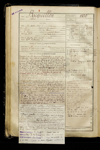 Bocquillon, Albert, né le 23 octobre 1895 à Amiens (Somme), classe 1915, matricule n° 600, Bureau de recrutement d'Abbeville