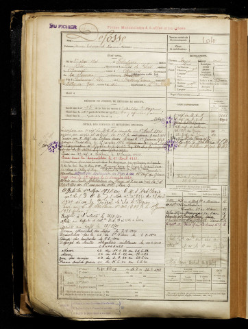 Défosse, Henri Edmond René, né le 17 mai 1901 à Hébuterne (Pas-de-Calais), classe 1921, matricule n° 104, Bureau de recrutement de Péronne