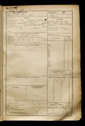 Lefèvre, Léon Emile Clotaire, né le 13 février 1899 à Quesnel (Le) (Somme), classe 1919, matricule n° 95, Bureau de recrutement de Péronne