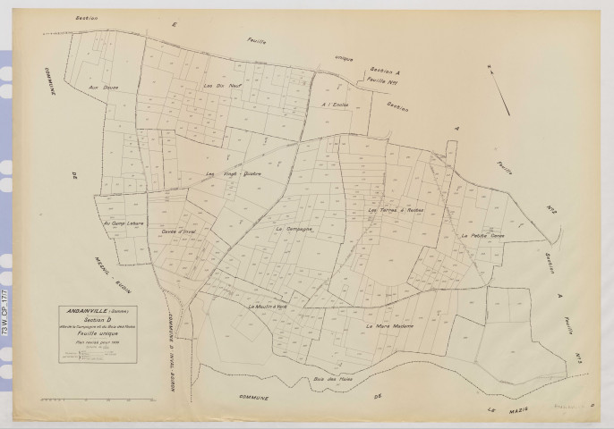 Plan du cadastre rénové - Andainville : section D