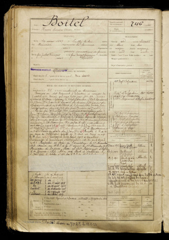 Boitel, Henri Lucien Oscar, né le 19 mai 1887 à Sailly-le-Sec (Somme), classe 1907, matricule n° 746, Bureau de recrutement d'Abbeville