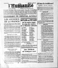 Numéro spécial du journal L'Humanité : "les ennemis de la France", "Hitler et Pétain ont les mains rouges de sang des martyrs de la libération nationale", "Jean Catelas est condamné à mort"