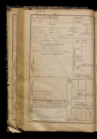 Grenier, Charles Amédée Ernest, né le 26 février 1869 à Fontaine-sur-Maye (Somme), classe 1889, matricule n° 608, Bureau de recrutement d'Abbeville