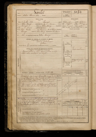 Varlet, Arthur Clément Léon, né le 02 juillet 1872 à Pierregot (Somme), classe 1892, matricule n° 1034, Bureau de recrutement d'Amiens