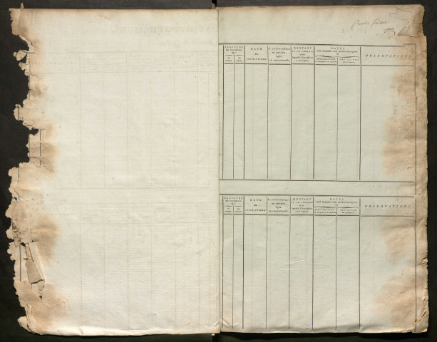 Répertoire des formalités hypothécaires, du 26 messidor an 7 au 14 nivôse an 8, registre n° 011 (Péronne)