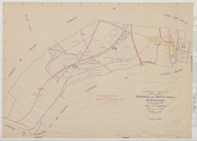 Plan du cadastre rénové - Bacouel : tableau d'assemblage (TA)