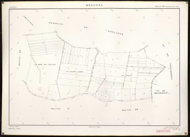 Plan du cadastre rénové - Beauval : section ZH