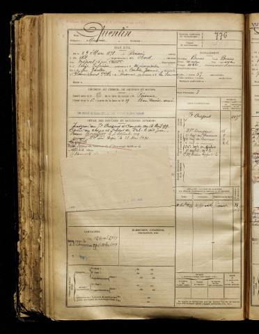 Quentin, Maurice, né le 29 mars 1898 à Denain (Nord), classe 1918, matricule n° 776, Bureau de recrutement de Péronne