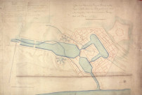 Plan d'une ville et d'un port au bourg d'Ault projetée à l'embouchure du canal du duc d'Angoulême s'embranchant au dessus du barrage eclusé de st Valery