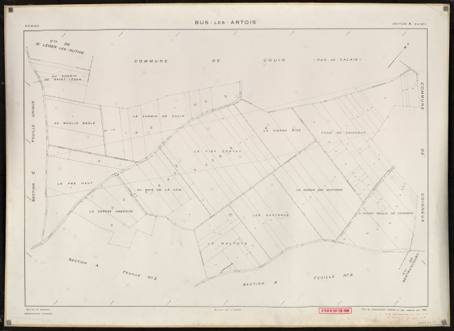 Plan du cadastre rénové - Bus-lès-Artois : section A1