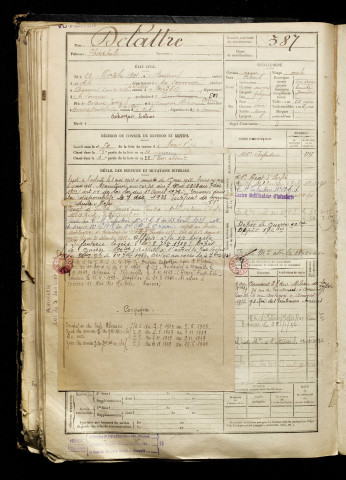 Delattre, Théophile, né le 26 octobre 1901 à Amiens (Somme), classe 1921, matricule n° 387, Bureau de recrutement d'Amiens