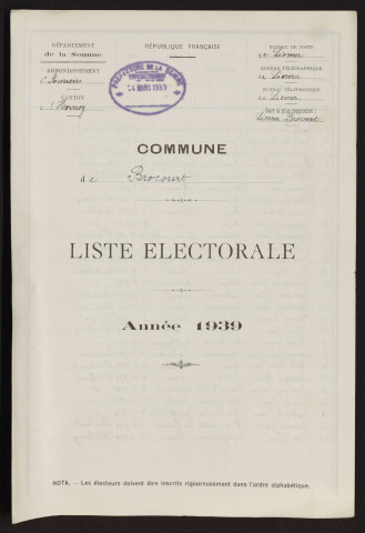 Liste électorale : Brocourt