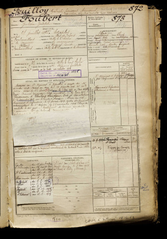 Feuilloy, Gabriel Laurent Armand, classe 1914, matricule n° 872, Bureau de recrutement d'Abbeville