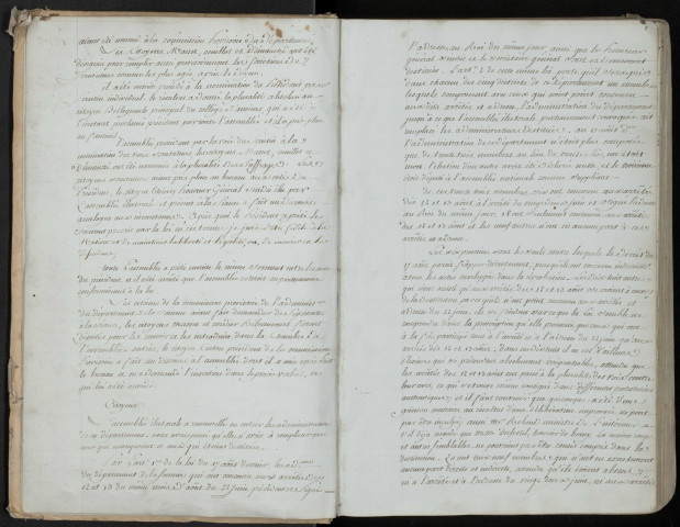 Délibérations du conseil du département : Session permanente : 1792, 25 sept.-20 nov. Session ordinaire de 1792, tenue en 1793 : 1793, 20 janv.-23 mars. Session permanente de 1793 : 1793, 31 mars-28 juillet