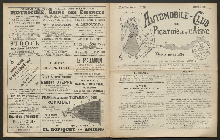 Automobile-club de Picardie et de l'Aisne. Revue mensuelle, 4e année, mars 1908