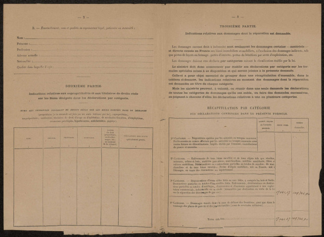 Cléry-sur-Somme. Demande d'indemnisation des dommages de guerre : dossier Cadet-Verdy