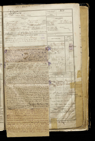 Lefebvre, Clovis Arthur César, né le 07 août 1893 à Beaurainville (Pas-de-Calais), classe 1913, matricule n° 465, Bureau de recrutement d'Amiens