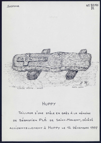 Huppy : taillage d'une stèle en grès - (Reproduction interdite sans autorisation - © Claude Piette)