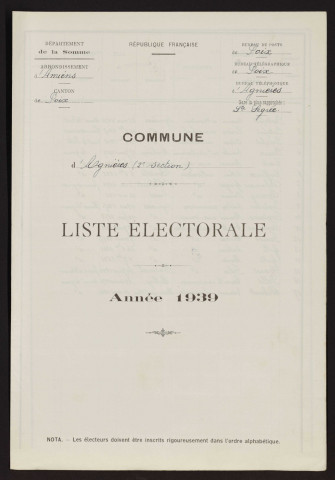 Liste électorale : Hescamps (Agnières), 2ème Section