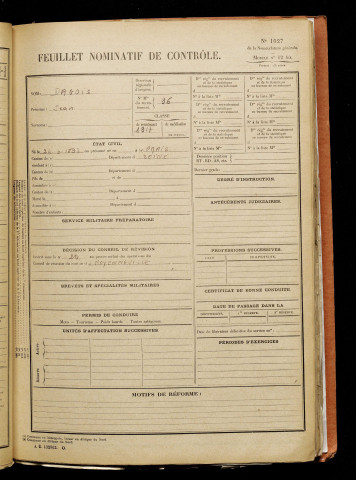 Dagois, Jean, né le 24 juin 1897 à Paris (Paris), classe 1917, matricule n° 96, Bureau de recrutement d'Abbeville