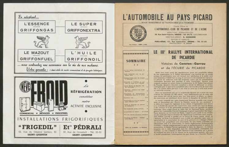 L'Automobile au Pays Picard. Revue de l'Automobile et du Tourisme. Organe officiel de l'Automobile-Club de Picardie et de l'Aisne, 389, juin 1957