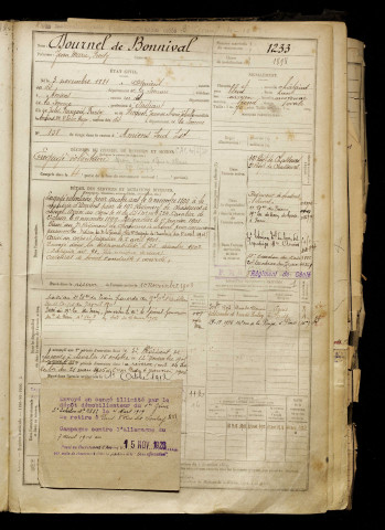 Dournel de Bonnival, Jean Marie Fursy, né le 03 novembre 1881 à Amiens (Somme), classe 1901, matricule n° 1233, Bureau de recrutement d'Amiens