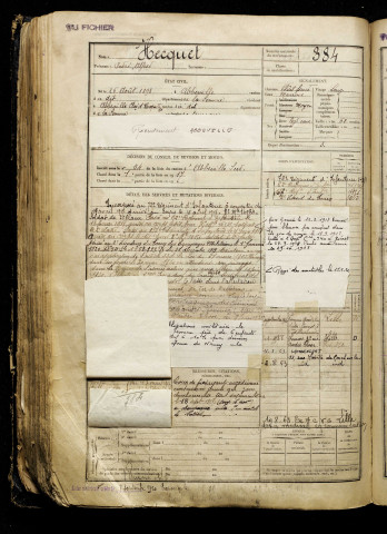 Hecquet, André Alfred, né le 26 août 1898 à Abbeville (Somme), classe 1918, matricule n° 384, Bureau de recrutement d'Abbeville
