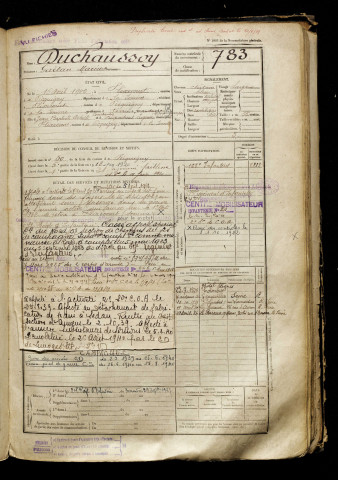 Duchaussoy, Gaëtan Marius, né le 15 avril 1900 à Flixecourt (Somme), classe 1920, matricule n° 783, Bureau de recrutement d'Amiens