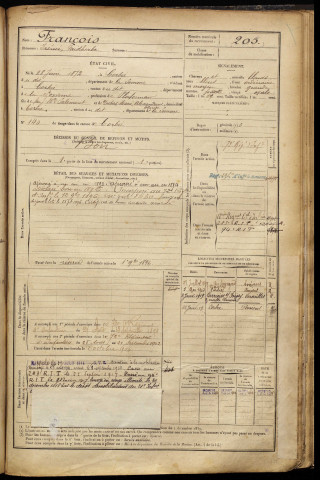François, Irénée Faidherbe, né le 28 juin 1872 à Corbie (Somme), classe 1892, matricule n° 205, Bureau de recrutement d'Amiens
