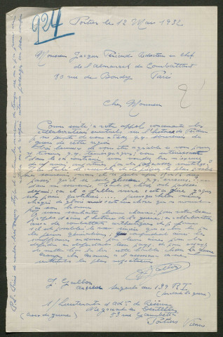 Témoignage de Gallon, Jean et correspondance avec Jacques Péricard