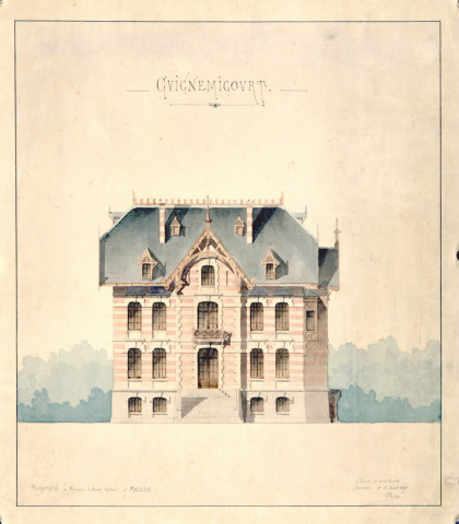 Propriété de M. de Maulde : dessin de la façade par l'architecte Paul Delefortrie