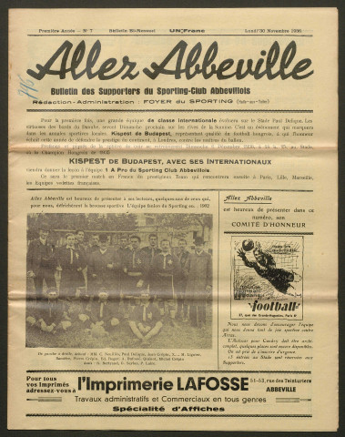 Allez Abbeville. Bulletin des supporters du Sporting-Club Abbevillois, numéro 7