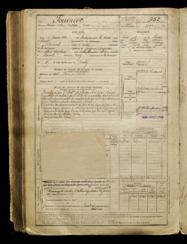 Fournier, Arsène Octave Arthur, né le 15 janvier 1882 à Beaucamps-le-Vieux (Somme), classe 1902, matricule n° 952, Bureau de recrutement d'Amiens