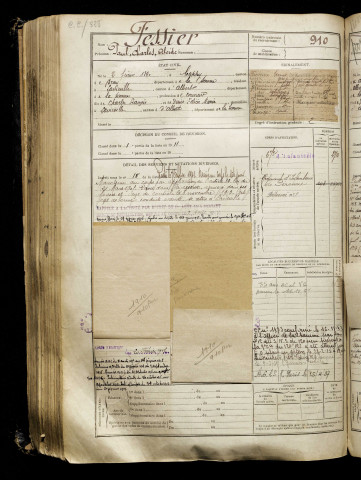 Fessier, Paul Charles Alcide, né le 02 février 1890 à Cappy (Somme), classe 1910, matricule n° 910, Bureau de recrutement de Péronne