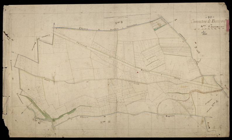 Plan du cadastre napoléonien - Beauval : Blanc-mont (Le), A