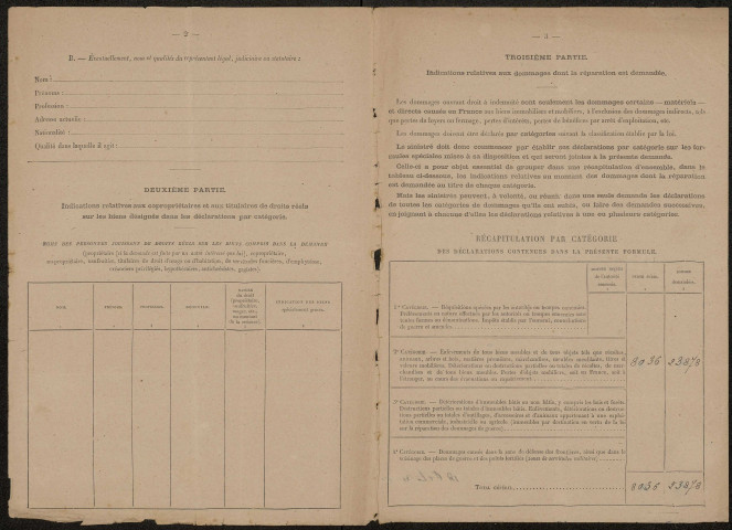 Ham. Demande d'indemnisation des dommages de guerre : dossier Baillet-Museux
