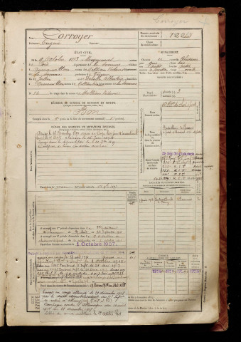 Corroyer, Eugène, né le 09 octobre 1873 à Moyencourt-lès-Poix (Somme), classe 1893, matricule n° 1225, Bureau de recrutement d'Amiens