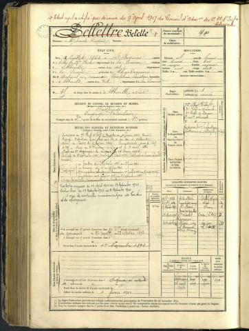 Belette, Alphonse Eugène, né le 13 juillet 1864 à Saint-Riquier (Somme, France), classe 1884, matricule n° 420, Bureau de recrutement d'Abbeville